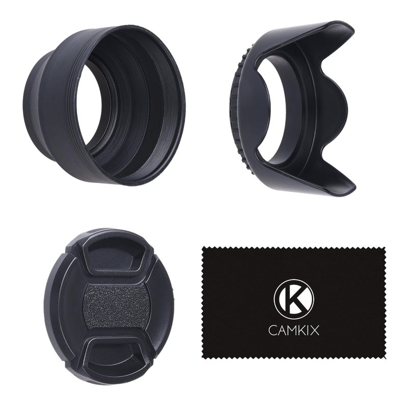 CamKix 2 Lens Shades: Tulip + Rubber â€“ 1 Lens Cap â€“ Reduces Lens Reflections â€“ Protects Against Excessive Sunlight for Enhanced Photos and Videos - Image 1